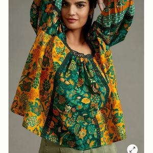 NWT Farm Rio lace inset peasant blouse
